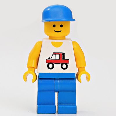 Man, White Vest with Truck, Blue Legs, Blue Cap (3626a Head)