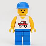 Man, White Vest with Truck, Blue Legs, Blue Cap (3626a Head)