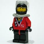 Diver, Man, Red Wetsuit, Black Helmet with Mask, Airtank, Printed White Hair