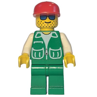 Man, Green Jacket, Green Legs, Red Cap, Blue Sunglasses