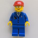 Pilot, Blue Jacket with Plane Logo and Blue Tie, Red Cap, Sunglasses