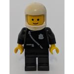 Policeman, Black Jacket with Zipper and Badge, White Helmet (3842b Helmet)