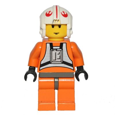 Luke Skywalker, Orange Rebel Pilot Outfit, Yellow Skin, Dark Gray Hips