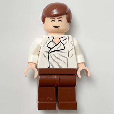 Han Solo, White Shirt, Reddish Brown Legs, Dual Sided Head Closed Mouth / Closed Eyes
