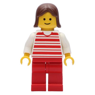 Woman - Red/White Striped Shirt, White Arms, Red Legs (3626b Head)