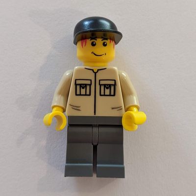 Man - Tan Shirt, Dark Bluish Gary Legs, Black Cap