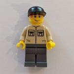 Man - Tan Shirt, Dark Bluish Gary Legs, Black Cap