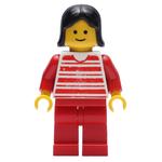 Woman - Red and White Striped Shirt, Red Legs, Black Hair (3626b Head)