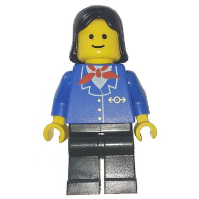Train Worker - Blue Jacket, Black Legs, Female, Black Hair