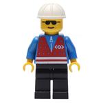 Train Worker - Red Vest, Black Legs, White Helmet, Sunglasses