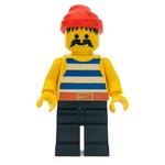 Pirate - Blue Stripes, Black Legs, Red Bandana