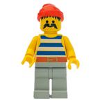 Pirate - Blue Stripes, Light Gray Legs, Red Bandana, 3626b