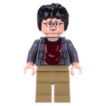 Harry Potter, Open Dark Bluish Gray Jacket over Dark Red Shirt, Dark Tan Legs