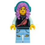 Parker L. Jackson, Black Top, Medium Lavender Hair with Headphones, Smile / Disgusted