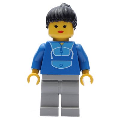 Woman - Blue Jogging Suite, Light Gray Legs