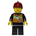 Firewoman, Safety Vest with Shoulder Straps, Red Helmet