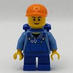 Boy, Blue Overalls, Short Blue Legs, Orange Cap, Reddish Brown Eyebrows