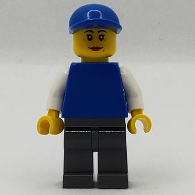 Woman, Plain Blue Torso, Dark Bluish Gray Legs, Blue Cap