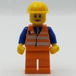 Train Worker, Woman, Orange Safety Vest with Train Logo, Orange Legs, Yellow Hard Hat