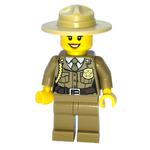 Forest Police / Ranger, Woman, Dark Tan Shirt with Olive Green Tie and Badge, Dark Tan Legs, Tan Campaign Hat