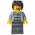 Criminal, Open Light Bluish Gray Jacket over Prison Shirt, Reddish Brown Hat with Goggles