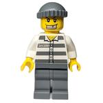 Criminal, Prison Shirt with #50380, Dark Bluish Gray Legs, Dark Bluish Gray Hat, Gold Tooth