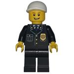 Policeman, Black Suit with Badge, White Cap, Open Mouth
