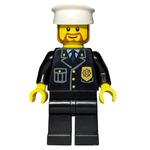 Policeman, Black Suit with Badge, White Hat, Brown Beard
