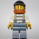 Criminal, Prison Shirt with Suspenders, Black Hat, Dark Orange Beard