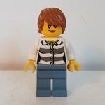 Criminal, Woman, Prison Shirt, Sand Blue Legs, Dark Orange Hair