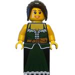 Barmaid - Dark Green Torso, Dark Bluish Grey Slope for Legs, Dark Brown Hair