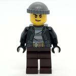 Criminal, Open Black Jacket over Prison Shirt, Dark Brown Legs, Dark Bluish Gray Hat