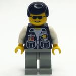 Policeman, Black Vest with Badge and Pockets, Black Hair, Sunglasses