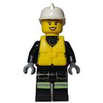 Firewoman, Safety Vest with Flashlight, Pocket, and Belt, White Helmet, Yellow Life Vest