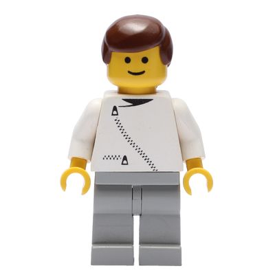 Man, White Jacket with Zipper, Light Gray Legs, Brown Hair