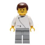 Man, White Jacket with Zipper, Light Gray Legs, Brown Hair