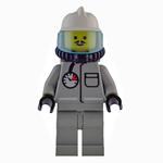 Fireman, Shirt with Gauge and Pocket, Light Gray Legs, White Helmet, Breathing Apparatus, Airtanks, Moustache