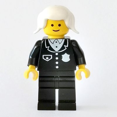 Policewoman, Black Suit with Badge, White Hair
