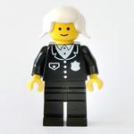 Policewoman, Black Suit with Badge, White Hair