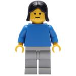 Woman, Blue Torso, Light Gray Legs, Black Hair