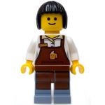 Barista, White Torso, Reddish Brown Apron, Sand Blue Legs, Dark Gray Side Shadows