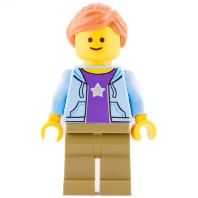 Bright Light Blue Torso, Jacket, Olive Green Legs, Dark Orange Hair