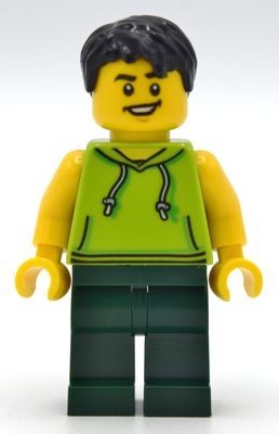 Lime Torso, Dark Green Legs, Black Hair
