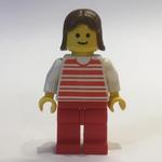 Woman, Red and White Striped Shirt, Red Legs, Brown Hair (3626a Head)