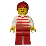 Woman, Red and White Striped Shirt, Red Legs, Red Hair