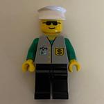 Banker, Light Gray Vest with Badge and ID Badge, Black Legs, White Hat, Sunglasses
