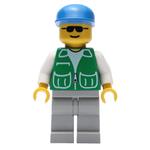 Man, Green Jacket, Light Gray Legs, Blue Cap, Sunglasses