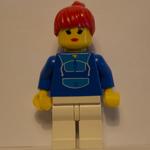 Woman, Blue and White Jogging Suit, Red Hair