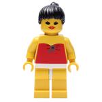 Woman, Red Swimsuit, Black Hair - Open Mouth