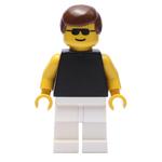 Man, Black Torso with Yellow Arms, White Legs, Brown Hair, Sunglasses